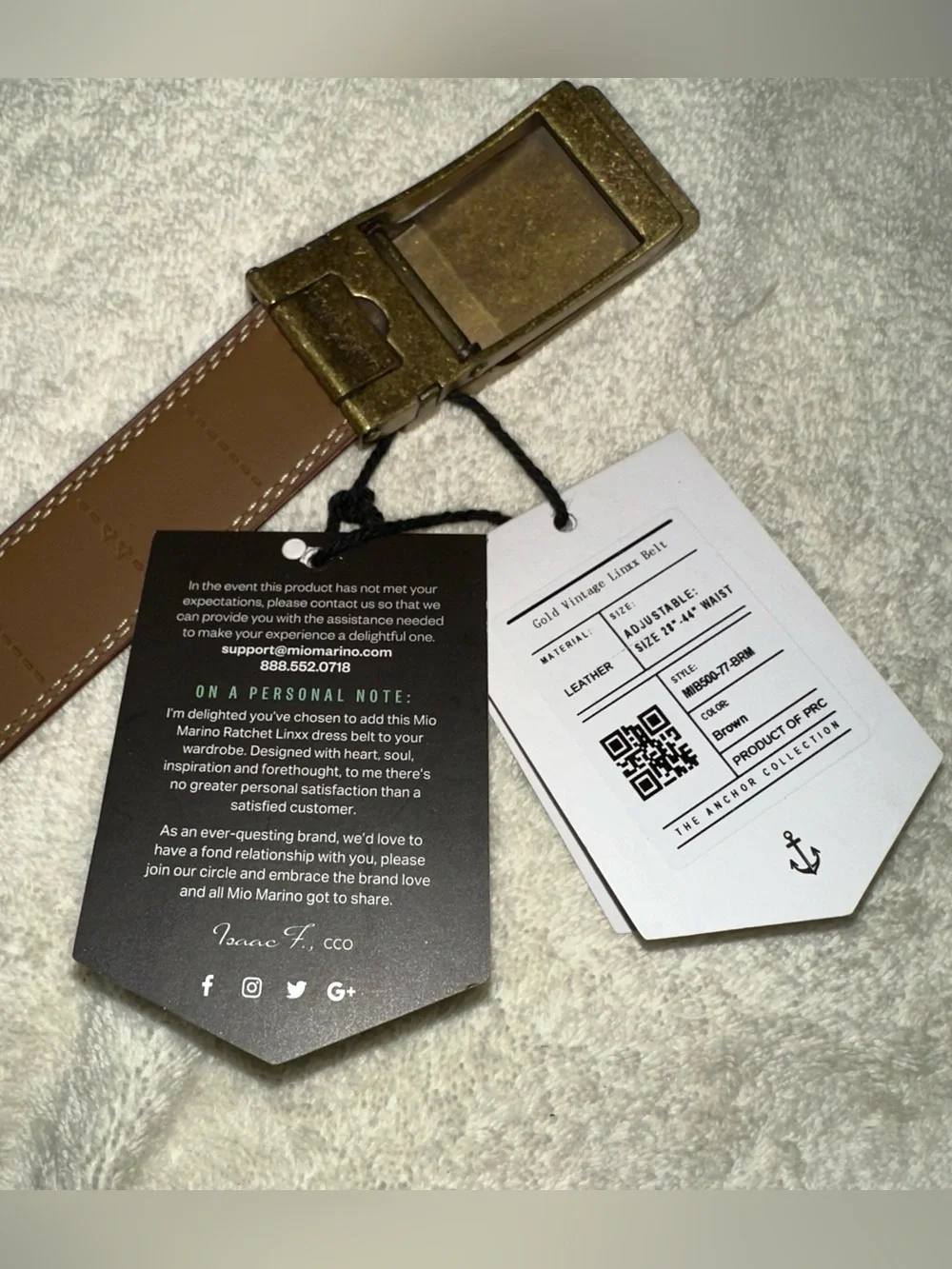 NWT Mio Marino Brown Leather Gold Vintage Linxx Ratchet Dress Belt Sz 28-44